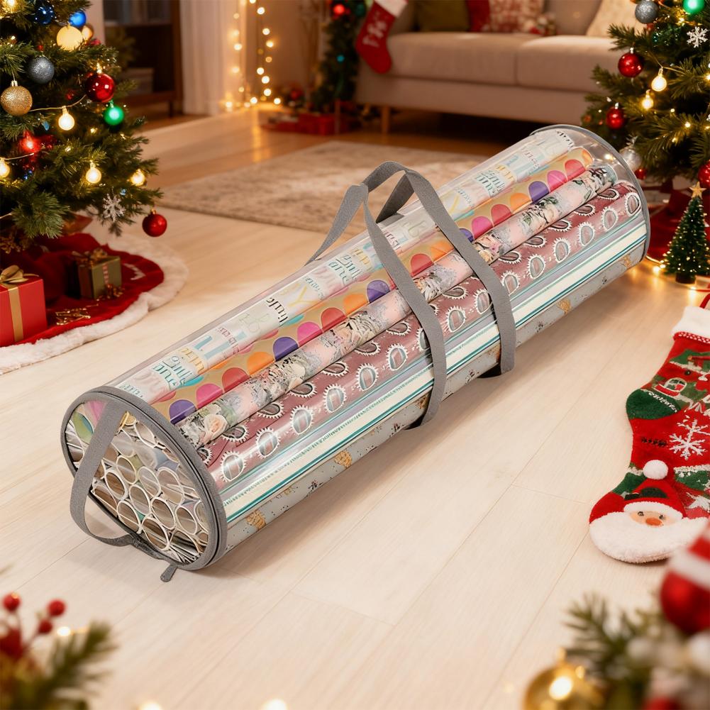 Tote Holiday Wrap Storage Zippered Wrapping Paper Bag Wrapping Paper Storage Solution Gift Wrap Roll Container for Christmas