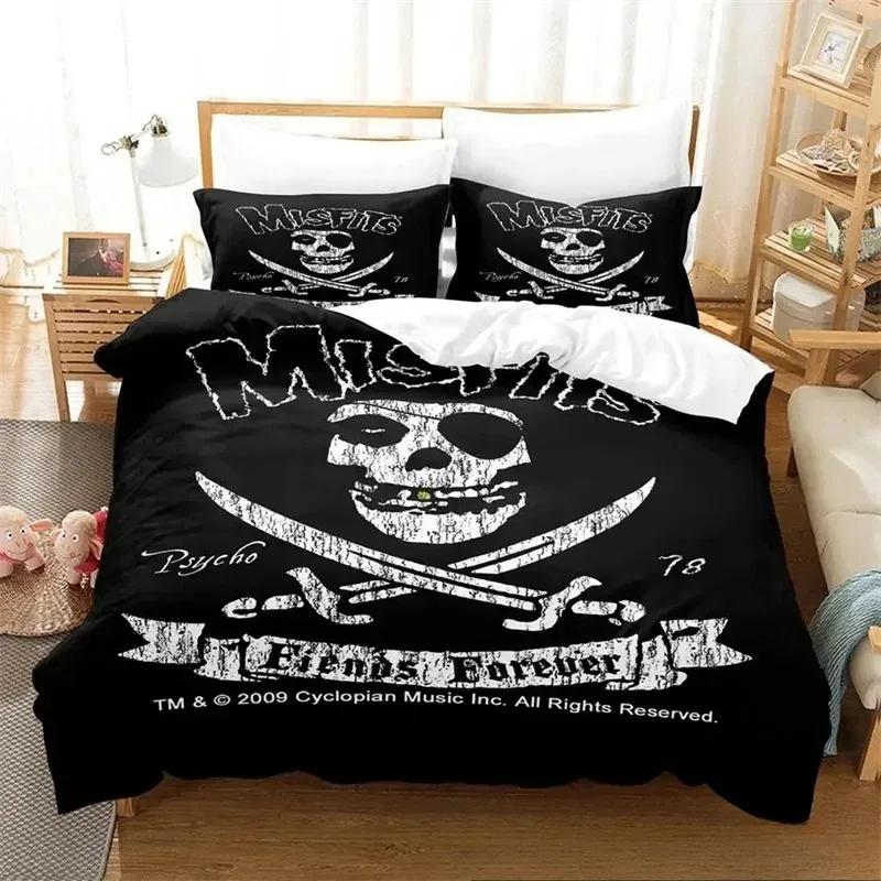 

3D Printed The Misfits Glen Danzig Beding Sets Exquisite Bed Suplies Set Soft Duvet Cover Bed Warm Comforter Set High-End Premium Birthday Gift 100*200cm Single