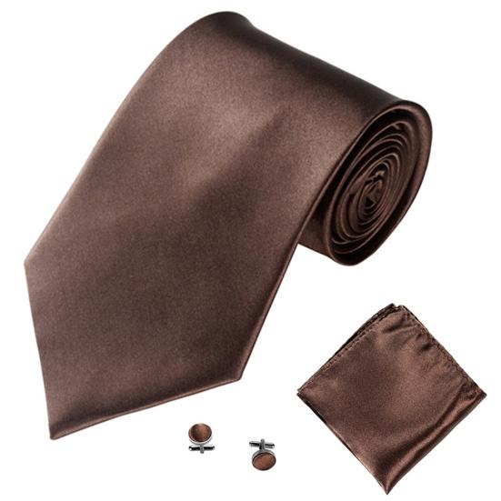 Men's Fashion Solid Color Suits Ties Necktie Cufflinks Hanky Set Tuxedo Suit