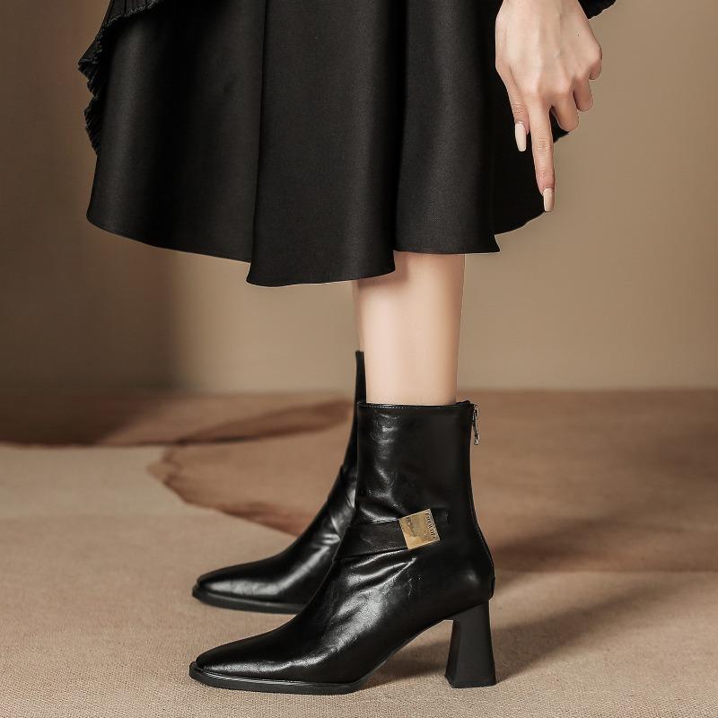 H9537-2 short boots women's new autumn and winter Martin boots thick heel rear zipper thin fashion single boots