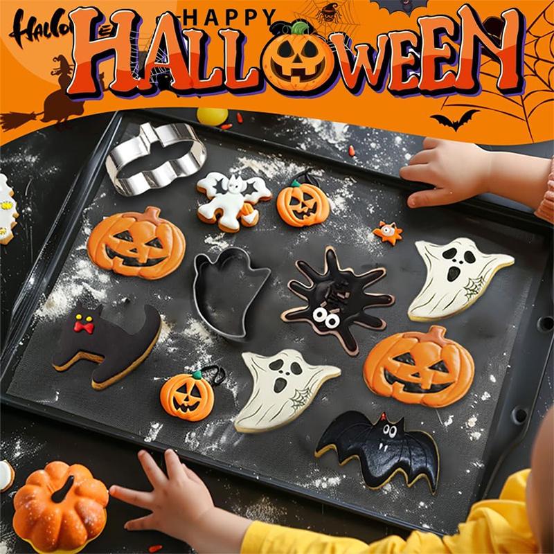LMETJMA 12Pcs Halloween Cookie Cutters Set Stainless Steel Bat Ghost Cookie Cutter Shapes Halloween Cookie Cutter Stamp JT553 1