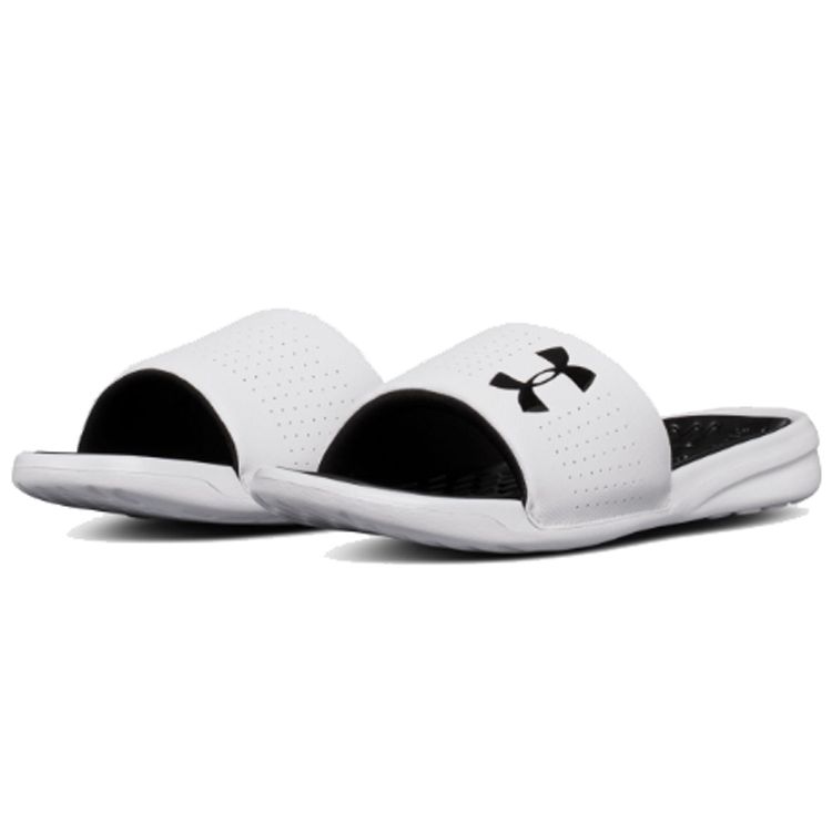 Under Armour Playmaker Fixed Strap Durable Comfortable Soft Slide Sandals Unisex Sandals White 3000061-102