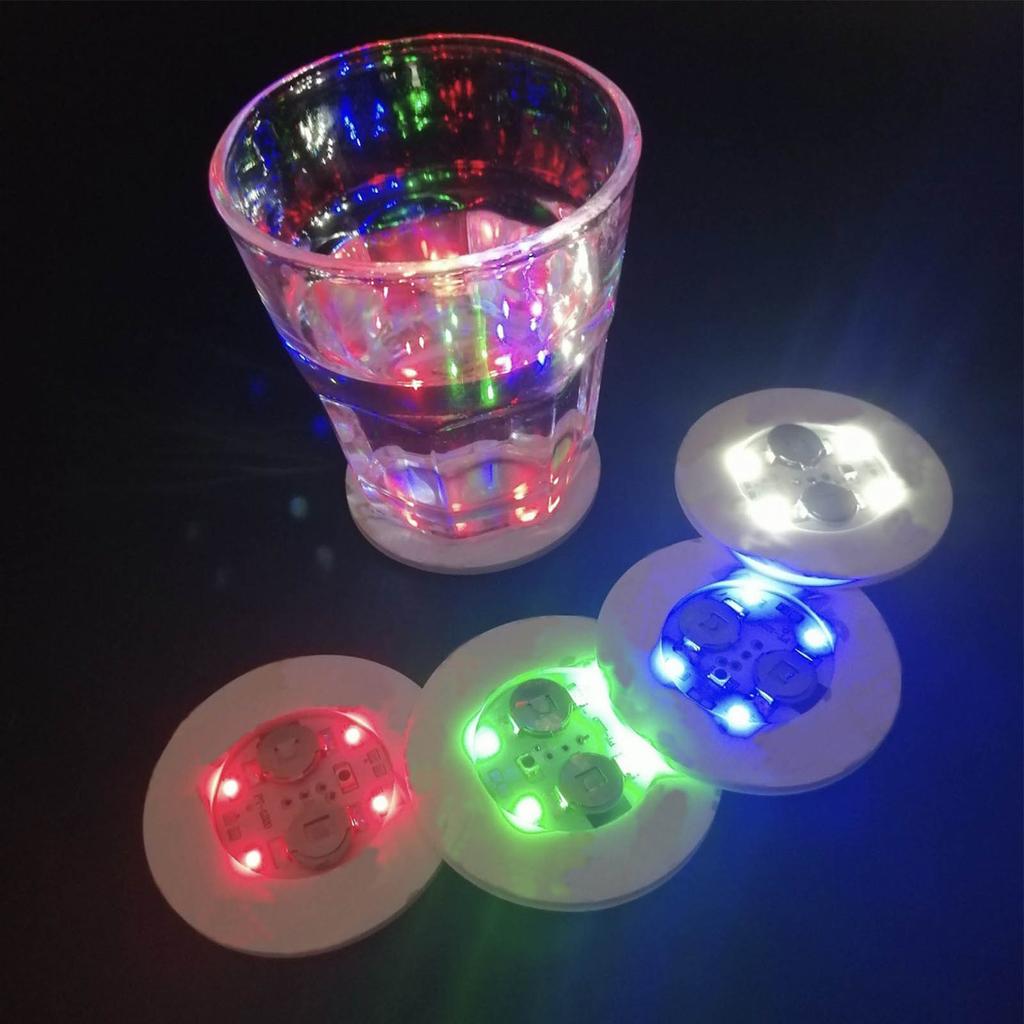 12pcs LED Luminous Coaster Colorful Decorative Cup Mat For Kitchen Home Bar