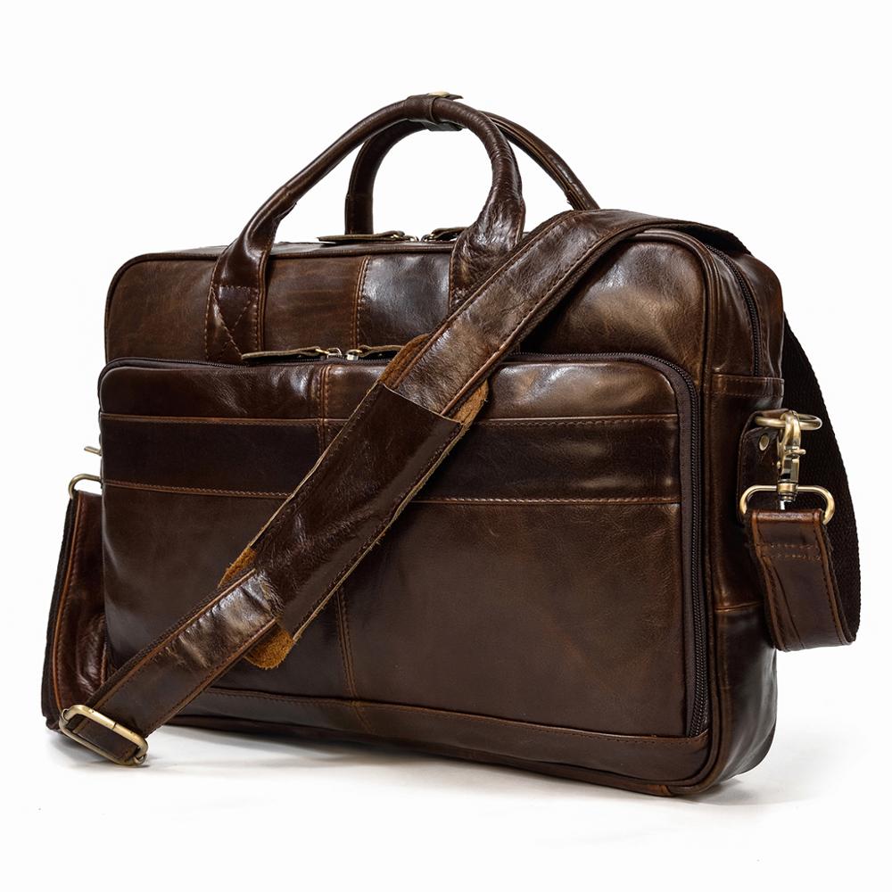 Retro Laptop Briefcase Bag Genuine Leather Handbags Casual 15.6" Business Bag Daily Working Tote Bags Men Male Bag for Documents