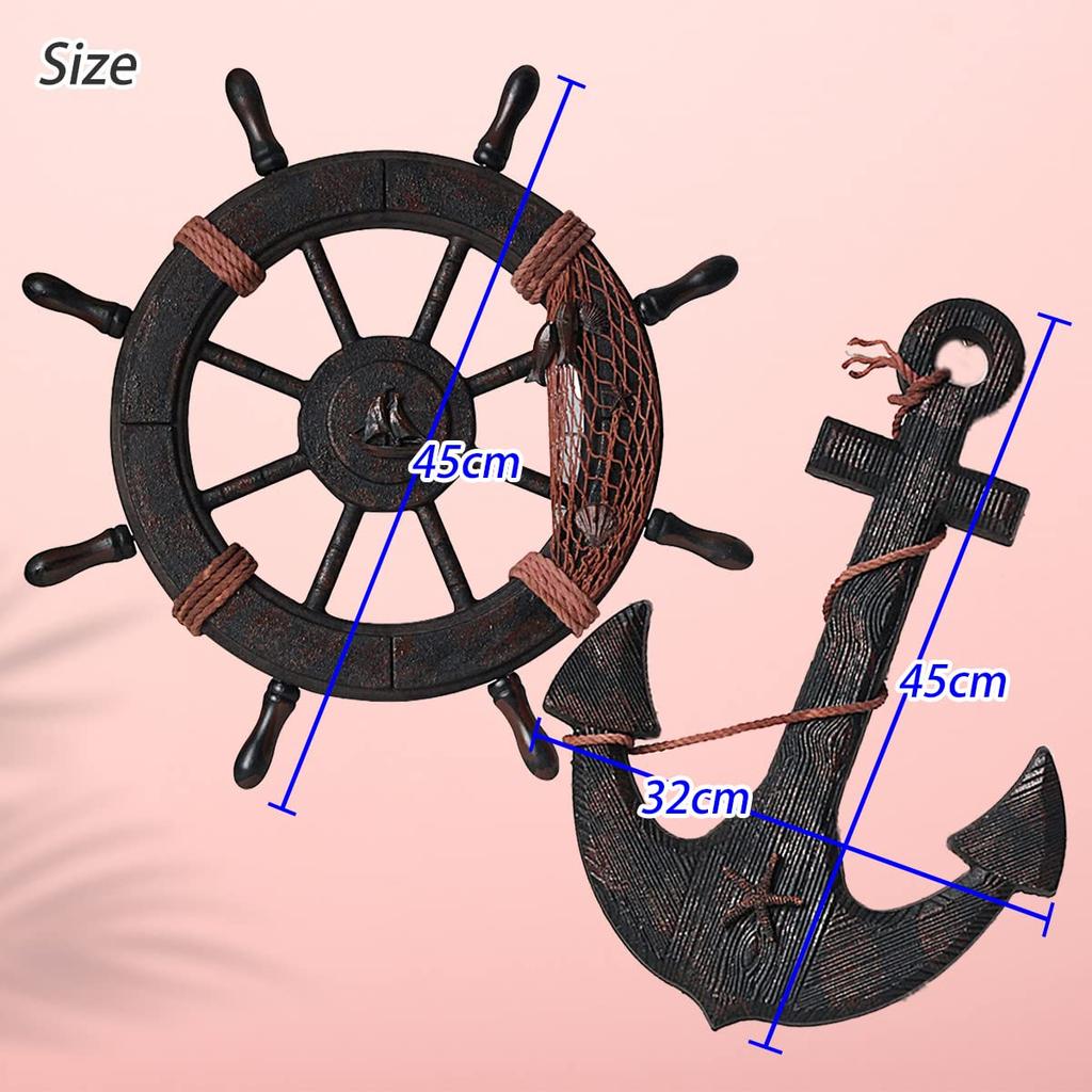 Wooden Rudder Anchor Antique Pirate Interior Stylish Ship Object Retro Boat Barrel Gardening Gardening Goods Store Sign Hawaii Vintage Apparel Anchor