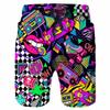Cartoon Music Colorful Graffiti Beach Shorts Men 3d Print Swim Trunks Summer Surf Board Shorts 80s 90s Street Short Pants