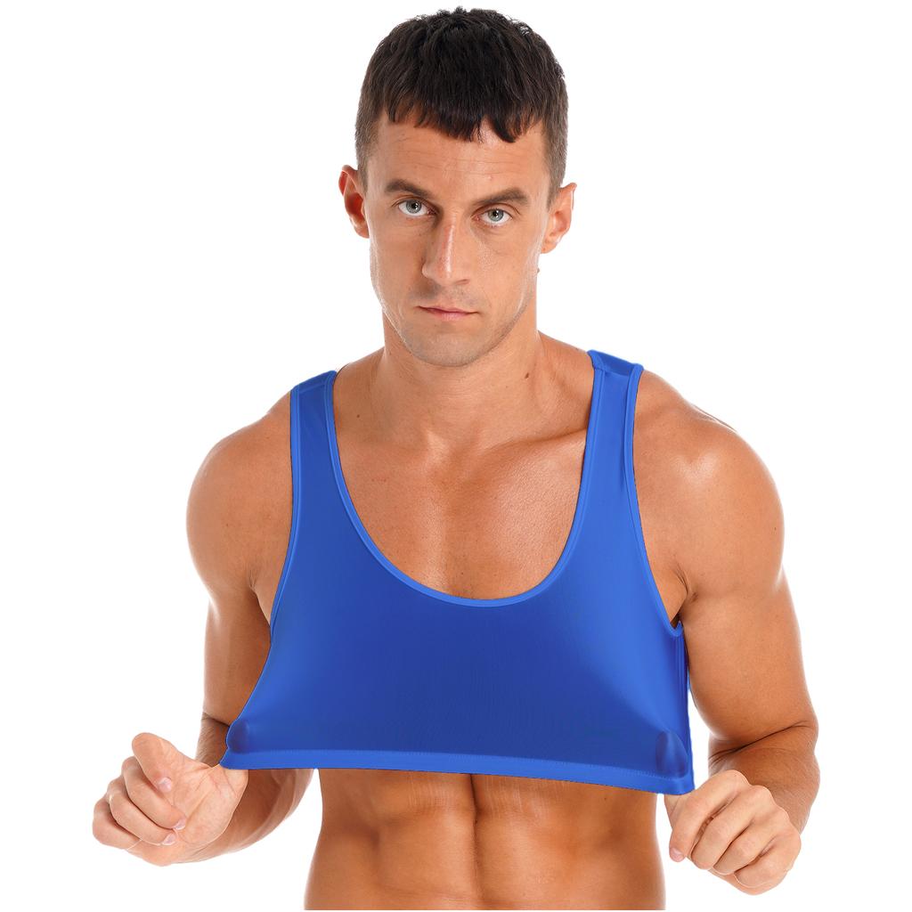Men's Muscle Tank Top Round Neck Undershirt Vest Singlet Gym Sports Half Top