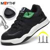 Mode, bequeme atmungsaktive Schutzkleidungsschuhe Durchstichsichere Sicherheitsschuhe Herren Stahlkappe Sneaker Unzerstörbare Schuhe