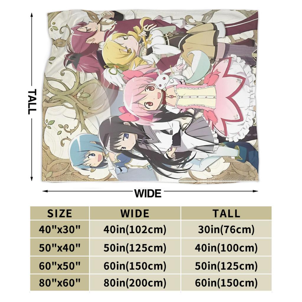 Kyubey Puella Magi Madoka Magica Cute  Coral Fleece Plush Throw Blankets Anime Blanket for Bed Bedroom Ultra-Soft Bedspread,