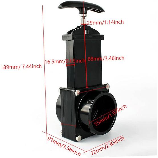 For Outdoor Accessories black Dump Waste Sewer ABS Valve 50mm/1.97inch RV Drain Valve waste valve for Caravan Trailer