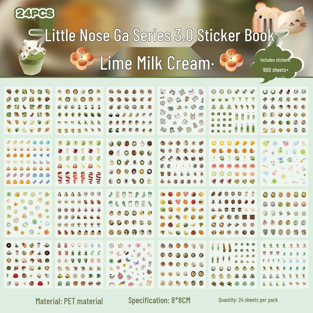 Zaomou PET Little Nose Gā Series Sticker Book: Cute Stickers for Kids' Journals & DIY Nail Art