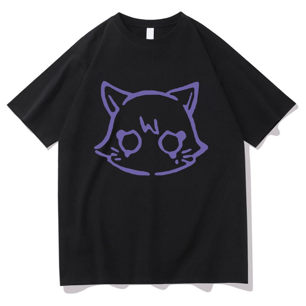 Genshin Impact Scaramouche Gatto Maglietta Carina Moda Anime Uomo/Donna Estetica Wanderer Maglietta Unisex Cotone Alta Qualità Magliette