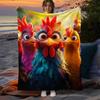 1Pcs Cozy Funny Chicken Printed Flannel Blanket Lightweight Soft Throw Soft All Season Bedspread for Couch Camping Travel