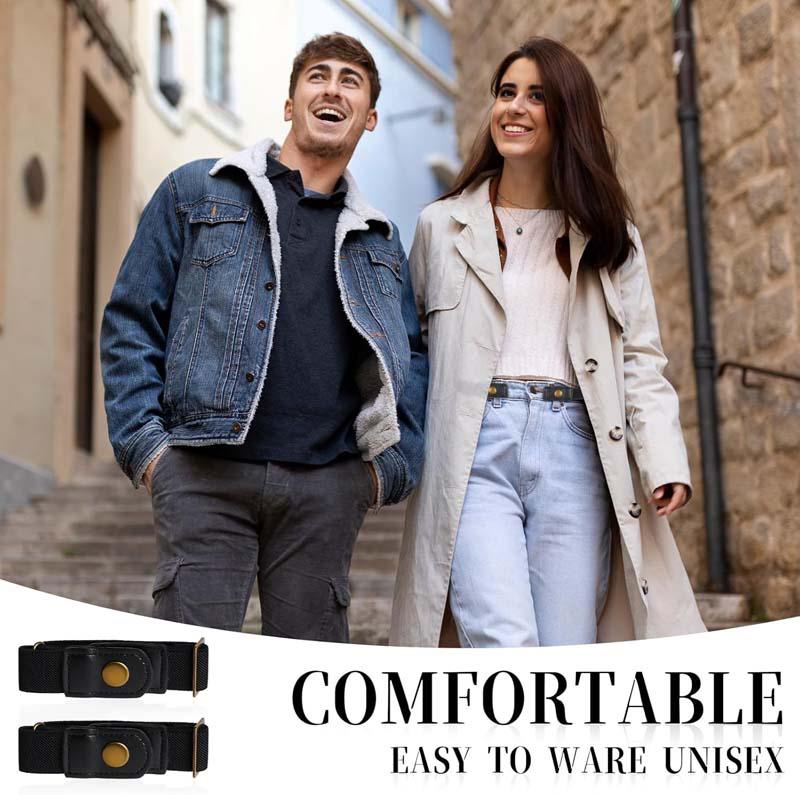 2 Stück Gürtel ohne Schnalle für Herren und Damen, Verstellbarer Stretchgürtel ohne Schnalle für Damen, Unsichtbarer Seitengürtel, Gürtel ohne Schnalle