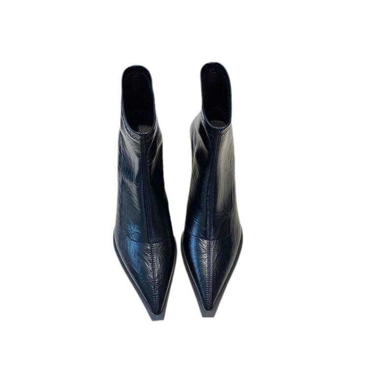 Pointed European and American Short Boots Women's New 2025 Autumn and Winter Women's Boots Fashion Thick Heel Thin Boots Niche Design Martin Boots