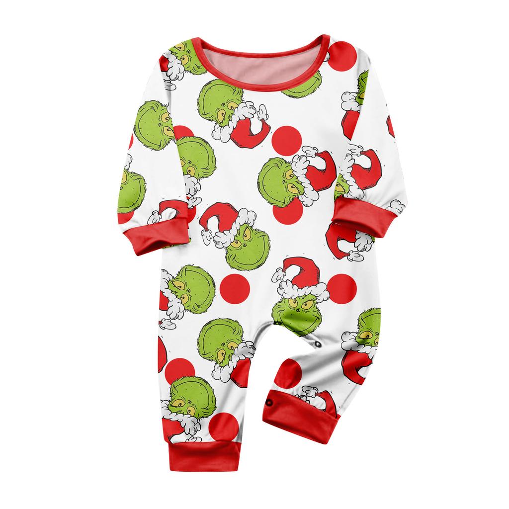 Print Cute Family Set Pajamas, Home Clothes, Family Set Long Sleeve Top Pants Set