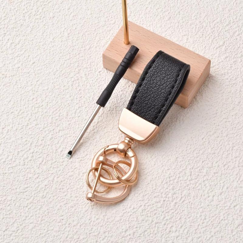 1PC Goat Pattern High-end Keyring New French Car Keychain Hardware Key Holder High Quality Lambskin Leather Keychain