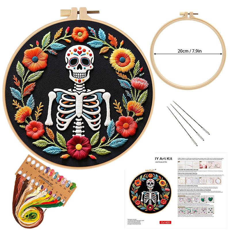 New Halloween Skull Diy Handmade Embroidery Material Pack Needle And Thread Kit Self-Embroidery Creative