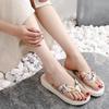 Women's Bohemian Satin Strap Platform Beach Slippers