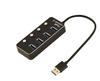 HUB USB black 4xUSB3.1 switches on/off