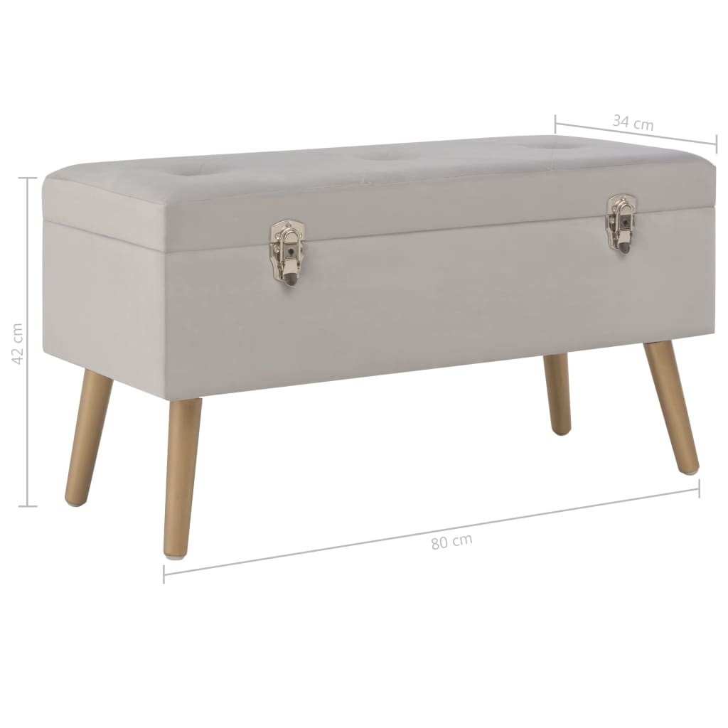 80 cm Gray Velvet Storage Bench