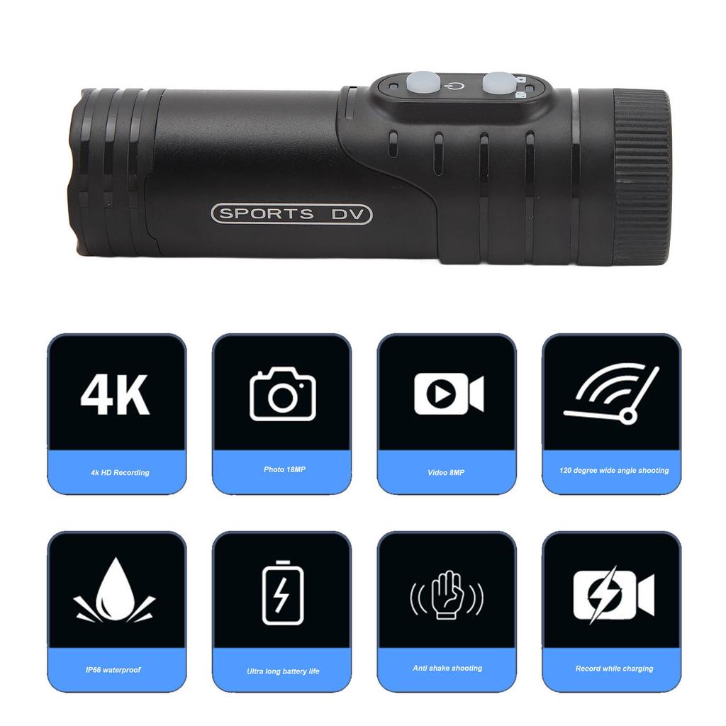 4K Action Camera Waterproof Bike Motorcycle Helmet Camera Anti Shake Sport DV with Waterproof Charging Cable Helmet Bracket   Bracket H68B