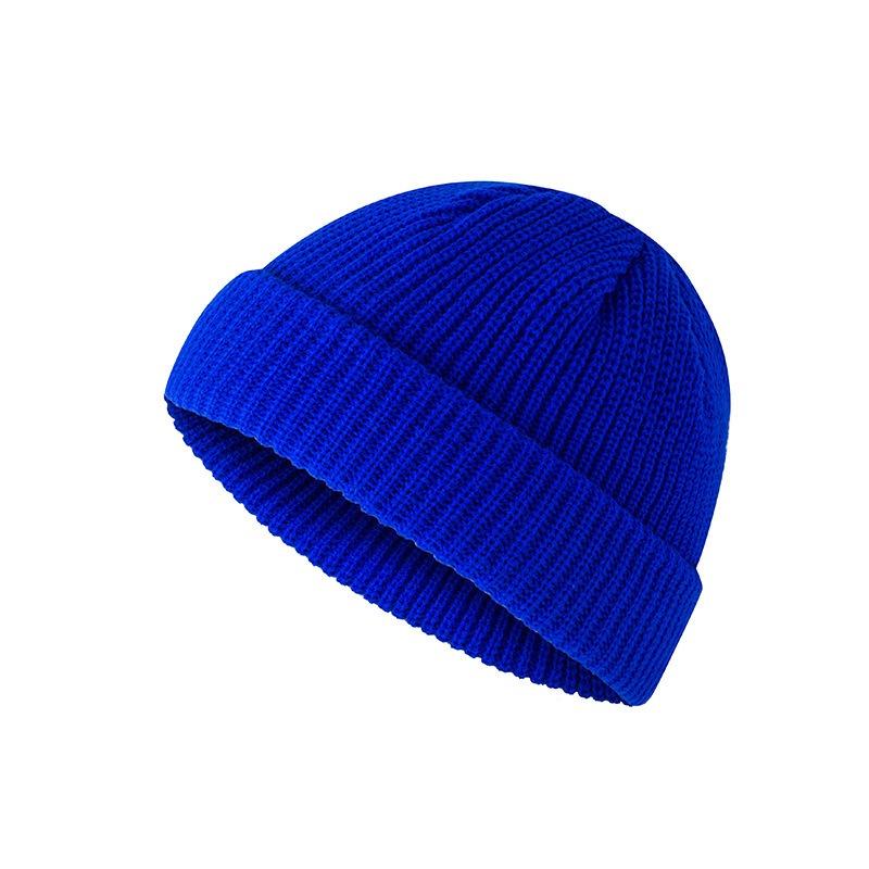 Solid color knitted hat men's autumn and winter hip-hop hat short trendy brand big head circumference warm wool cold hat
