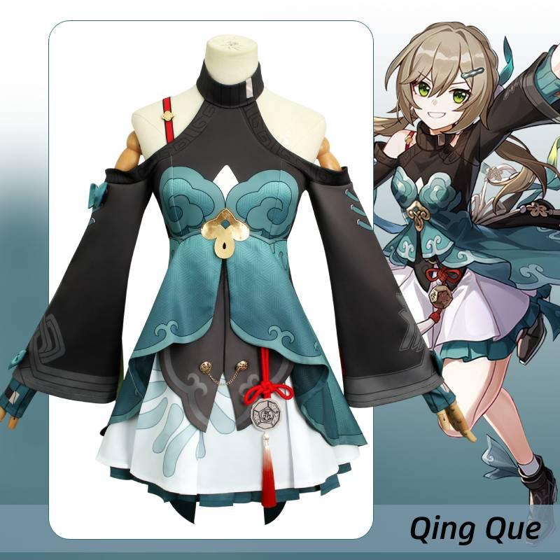 Game Rail Honkaistar Qingque Cosplay Costume Skirt Accessories Set Halloween