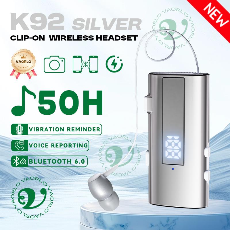 K92 Bluetooth 6.0 Lavalier Business Headset Call 30h/Music 50h Vibration Reminder LED Digital Display With Mic Wireless Earphone