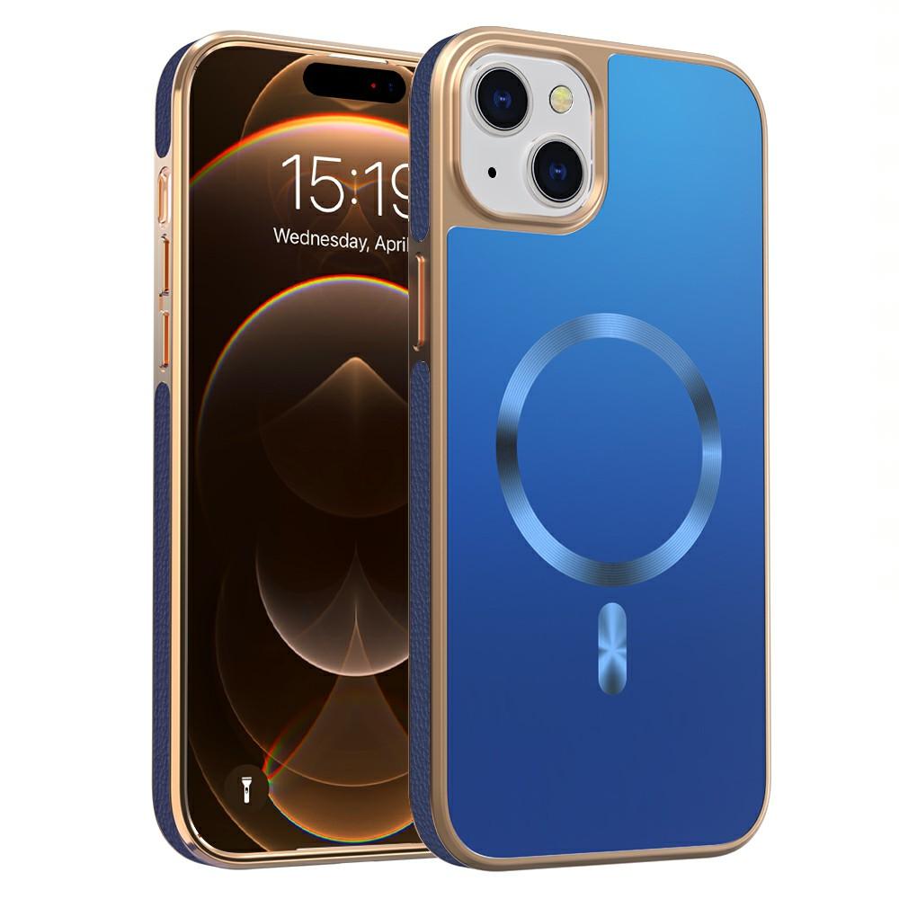 

For iPhone 15 Magnetic Case Electroplating Anti-Drop TPU+PC Phone Back Cover Dark Blue