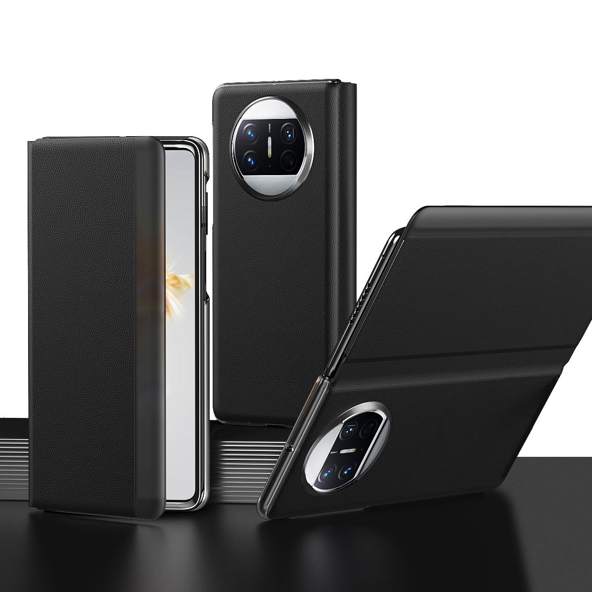 

For Huawei Mate X3 5G Full Protection Cell Phone Case PU Leather+PC Phone Cover Black