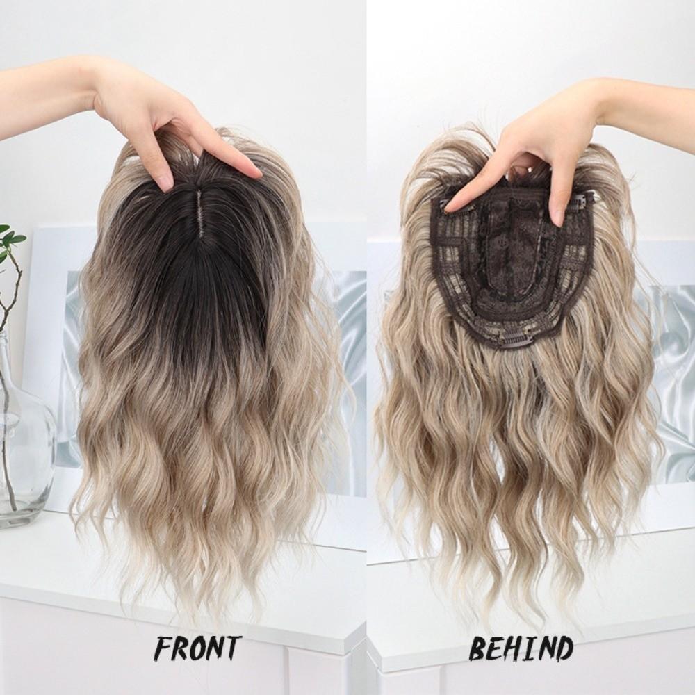 Natural Short Wavy Wig Gradient Clip-In Bangs Extension for Added Volume, Coverage, And Blend