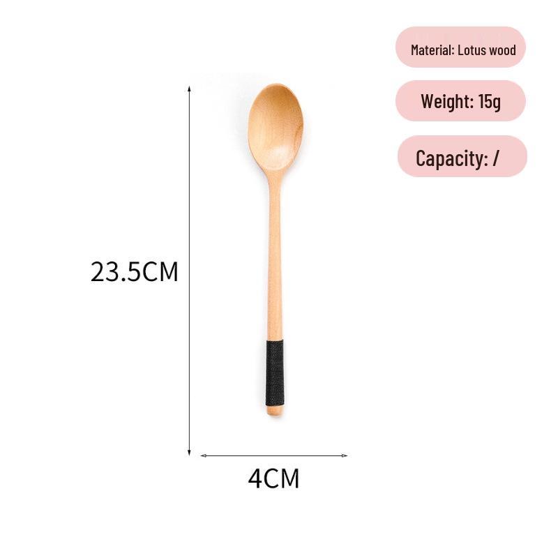 Long-Handled Wooden Spoon Set: Coffee, Honey, Milk Tea Stirrer & Soup Ladle