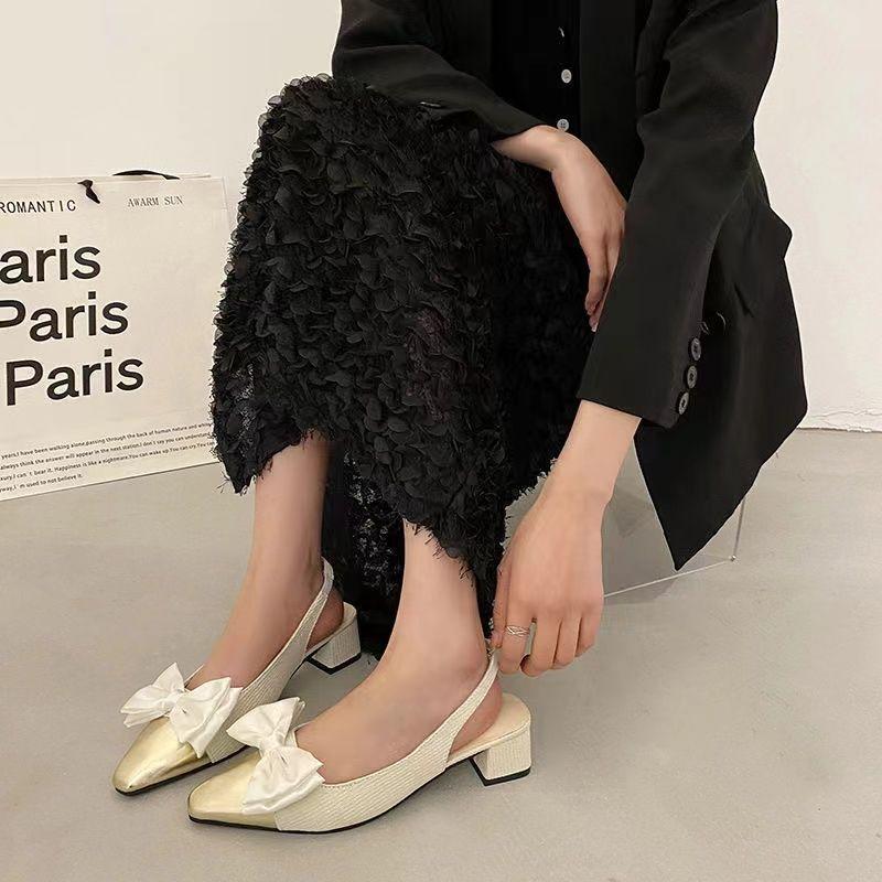 Square Head Thick Heel Single Shoes 2025 New Summer Wear Versatile French Style with Skirt Small Fragrant Style Bag Head Temperament Sandals Women