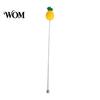 Cartoon Fruit Stirrer Cocktail Stir Stick, Stainless Steel Mixing with Durian Pineapple Strawberry Smooth Stick Watermelon Rubber Top Decor, Drink for