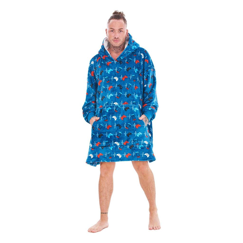 Keanu Mens Game Over Game Controller Fleece Oversized Blanket Hoodie