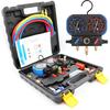 NEW Air Conditioning Pressure Manifold Gauge Hose Kit For R134A R22 R404A R410A Refrigerant 5FT Hose Adjustable Quick Coupler