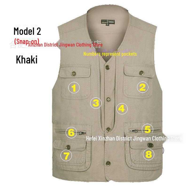 Men's Plus Size Pure Cotton Multi-Pocket Fishing Photography Vest