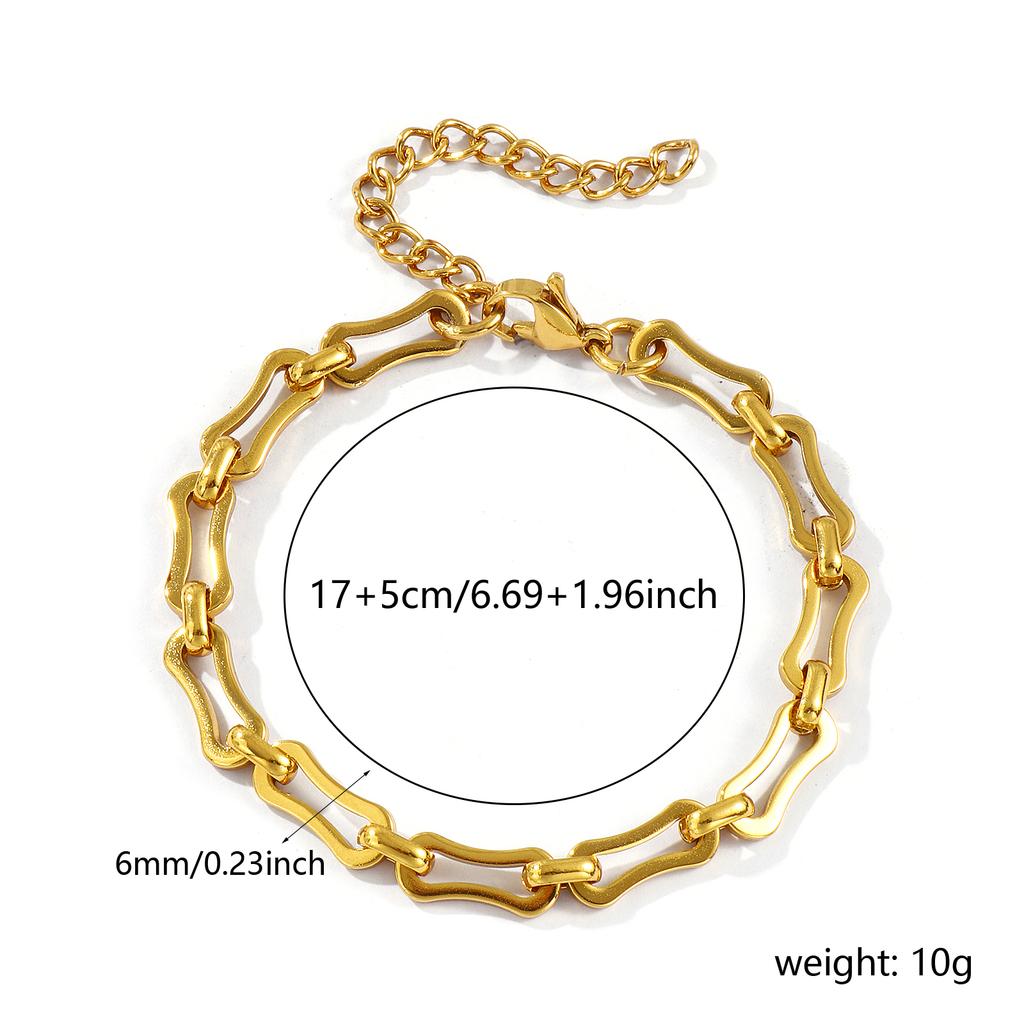 1 Piece Stylish Exquisite 18K Gold Plated 304 Stainless Steel Handmade Link Chain Bracelets For Women Gift 17cm(6.7") long