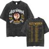 Alex Warren Moon Artwork Music Tour 2026 Vintage Washed T Shirt Men Women Fashion Punk Hip Hop T-shirts Summer Tops Loose Tshirt