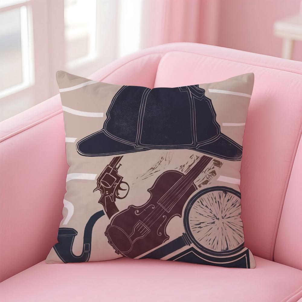 Classic British TV Series SSherlock HHolmes Cushion Cover Pillow Case Soft Skin Friendly Fabric Concealed Zipper