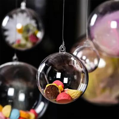 Christmas Hollow Ball Pendent Ornament White Transparent Plastic Hanging Balls New Year Festival Wedding Party Home Decoration