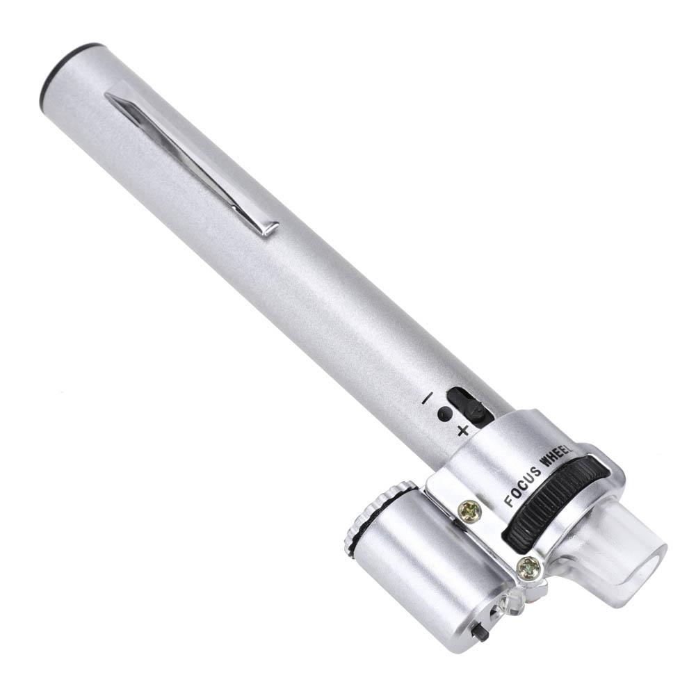 100X Pen Type Adjustable Focusing Portable LED Microscope Mini Magnifier Magnifying Tool