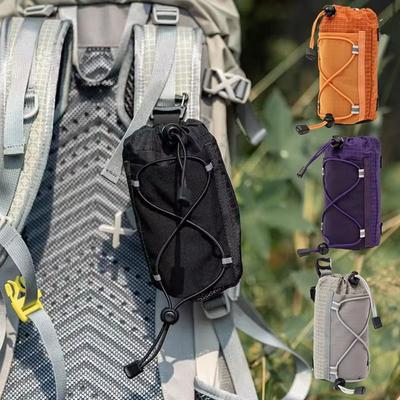 Portable Backpack Strap Pouch Drawstring Shoulder Strap Hanging Bag Water Bottle Holder  Hiking