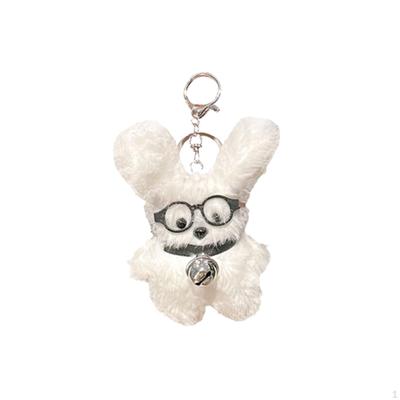 Glasses Puppy Plush Keychain Birthday Gift Bag Decoration for Purse Backpack
