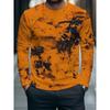 Autumn and Winter Men's Color 3D Printed Crew Neck Long Sleeve T-Shirt