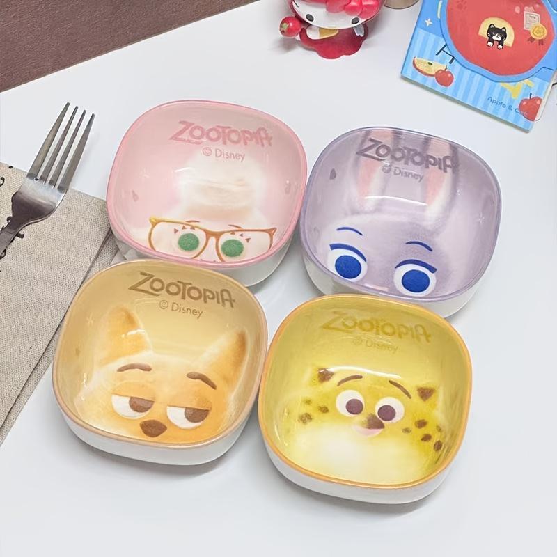 4-teiliges Disney Zootopia Judy Nick Dessertschalen-Set, Schulsachen, Neuheit Snackschale, für Dips Saucen, Gewürze, Leicht zu reinigende Dippschalen
