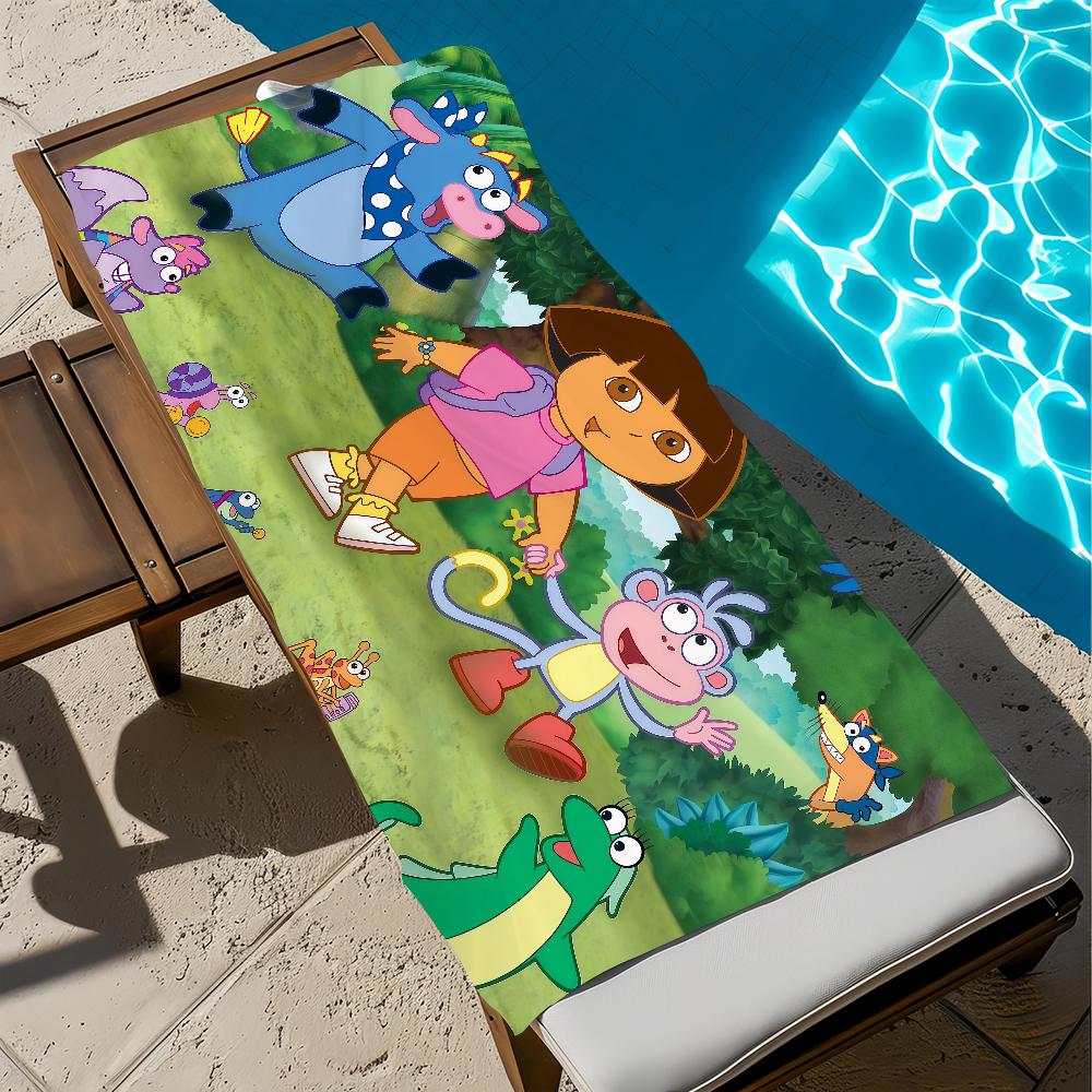 D-dora cute anime Towel Large Quick-Drying E-explorer-r Microfiber soft Beach Towel for Travel Fitness Sauna Bathing Camping