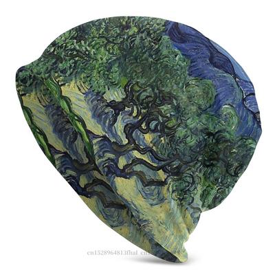 Knit Hat Olive Trees In A Mountainous Landscape Fashion Beanie Caps For Unisex Women Vincent Van Gogh Skullies Beanies Ski Caps