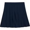 Solid Color Logo Patch Zipper Pleated Casual Skirt Women Skirts Navy-Blue GWSD10005-6855